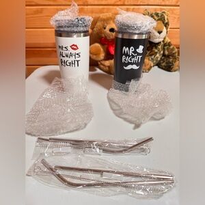 Mr. and Mrs. Always Right Tumbler Set - Black and White